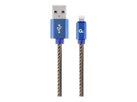 GEMBIRD CC-USB2J-AMLM-1M-BL Gembird Premium jeans (denim) 8-pin cable with metal connectors, 1m, blue