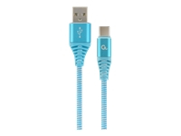 GEMBIRD CC-USB2B-AMCM-2M-VW Gembird Premium cotton braided Type-C USB charging and data cable,2m,blue/white