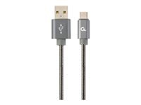 GEMBIRD CC-USB2S-AMCM-1M-BG Gembird Premium spiral metal Type-C USB charging and data cable,1m,metallic-grey