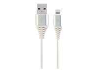 GEMBIRD CC-USB2B-AMLM-1M-BW2 Gembird Premium cotton braided 8-pin charging and data cable, 1m, silver/white