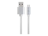 GEMBIRD CCB-mUSB2B-AMCM-6-S Gembird USB 2.0 cable to type-C, cotton braided, metal connectors, 1.8m, silver