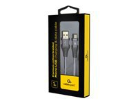 GEMBIRD CC-USB2B-AMmBM-1M-WB2 Gembird Premium cotton braided Micro-USB charging and data cable,1m,grey/white