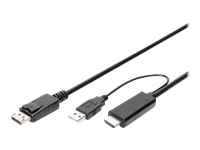 DIGITUS HDMI to DP adapter cable 2m 4K/30Hz external Power via USB - A