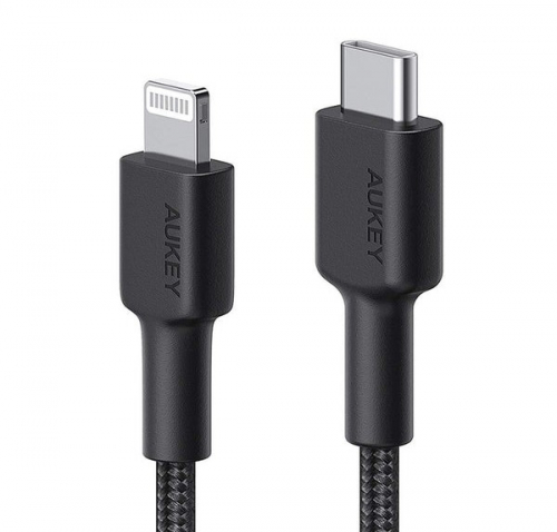 AUKEY Cable CB-CL03 Black nylon Lightning-USB C | 2m | USB Power Delivery USB-PD | certificate MFi Apple