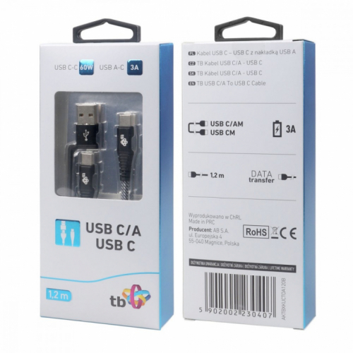 TB USB A/C - USB C Cable 1,2 m black