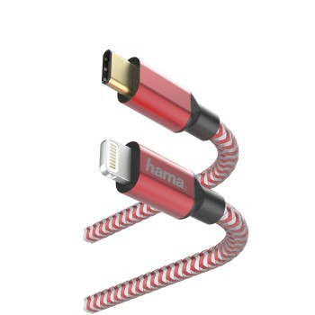 Hama charging data cable USB- C lightning 1,5m red