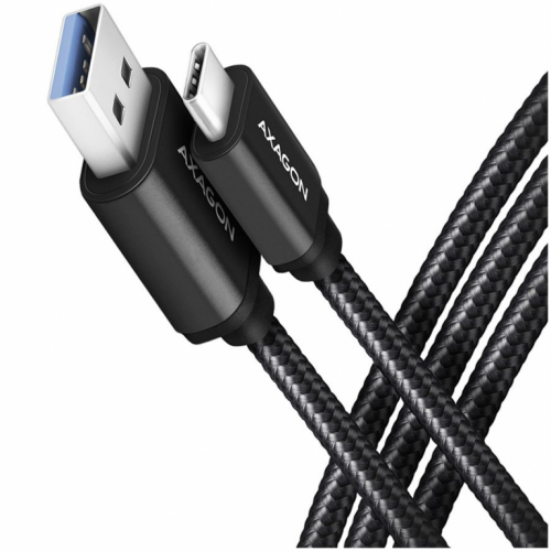 Axagon Data and charging USB 3.2 Gen 1 cable lengh 1 m. 3A. Black braided.