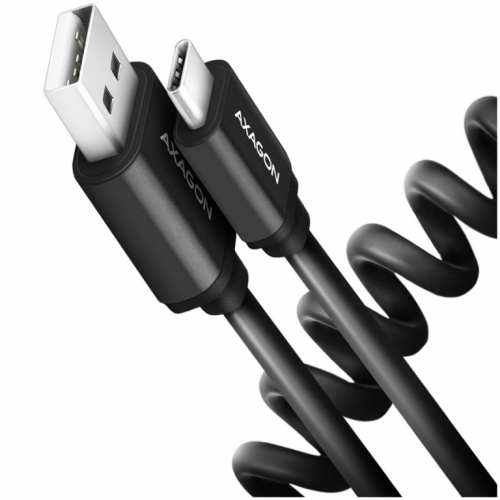 Axagon Data and charging USB 2.0 cable lengh 0.6m. 3A. Black twisted.