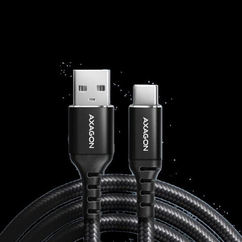 Axagon Data and charging USB 2.0 cable length 2 m. 3A. Black braided.