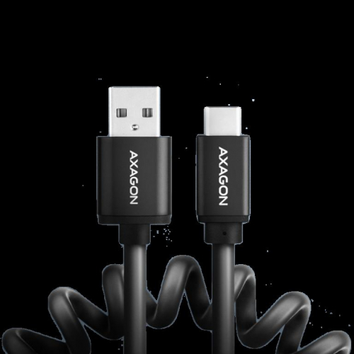 Axagon Data and charging USB 2.0 cable length 1.1 m. 3A. Black twisted.