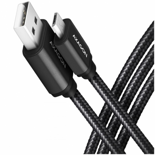 Axagon Data and charging USB 2.0 cable length 2 m. 2.4A. Black braided.