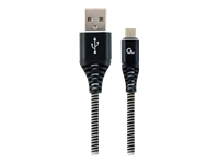 GEMBIRD CC-USB2B-AMmBM-1M-BW Gembird Premium cotton braided Micro-USB charging and data cable,1m,black/white