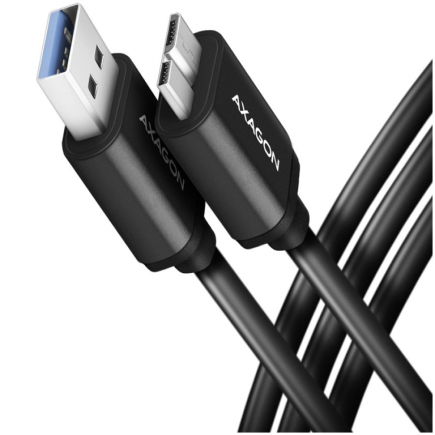 Axagon Data and charging USB 3.2 Gen1 cable length 1m. 3A. USB-A to USB Micro-B Black. for External HDDs, SSDs, Cases Type-A to Micro-B