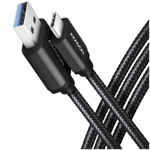 Axagon Data and charging USB 3.2 Gen1 cable lengh 1.5 m. 3A. Black braided.