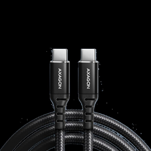 Axagon Data and charging USB 2.0 cable 1.5 m long. PD 60W, 3A. Black braided.