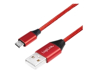 LOGILINK CU0151 LOGILINK - USB-A 2.0 cable to micro-USB male, red, 0.3m