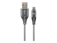 GEMBIRD CC-USB2B-AMCM-2M-WB2 Gembird Premium cotton braided Type-C USB charging and data cable,2m,grey/white