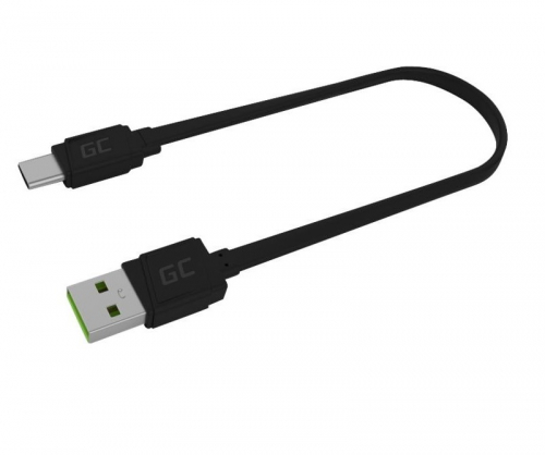 Green Cell GCmatte - USB cable - 24 pin USB-C (M) to USB (M) - 25 cm - flat - black 