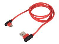 NATEC NKA-1201 Extreme Media cable USB Typ-C to USB (M), 1m, Angled Left/Right, Red