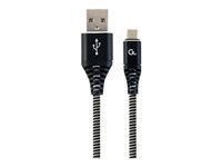 GEMBIRD CC-USB2B-AMmBM-2M-BW Gembird Premium cotton braided Micro-USB charging and data cable,2m,black/white