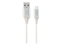 GEMBIRD CC-USB2B-AMCM-2M-BW2 Gembird Premium cotton braided Type-C USB charging and data cable,2m,silver/whit