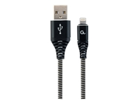 GEMBIRD CC-USB2B-AMLM-1M-BW Gembird Premium cotton braided 8-pin cable charging and data cable,1m,black/whit