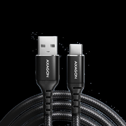 Axagon Data and charging USB 2.0 cable length 1.5 m. 3A. Black braided.
