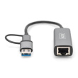 Digitus USB Type-C Gigabit Ethernet Adapter 2.5G, USB-C + USB A (USB3.1/3.0) | DN-3028 | USB3.0/USB C 3.1 to 2.5G Ethernet Adapter