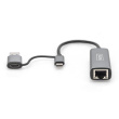 Digitus USB Type-C Gigabit Ethernet Adapter 2.5G, USB-C + USB A (USB3.1/3.0) | DN-3028 | USB3.0/USB C 3.1 to 2.5G Ethernet Adapter