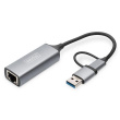 Digitus USB Type-C Gigabit Ethernet Adapter 2.5G, USB-C + USB A (USB3.1/3.0) | DN-3028 | USB3.0/USB C 3.1 to 2.5G Ethernet Adapter