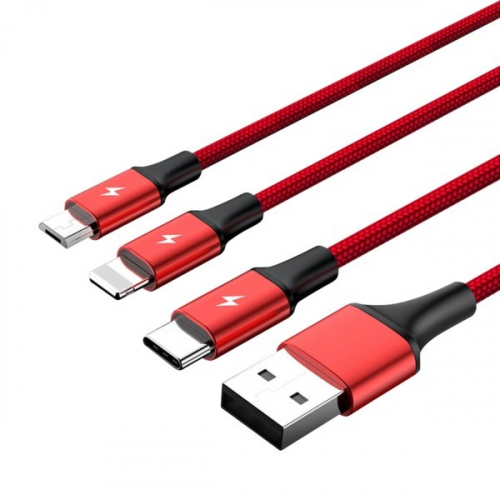 Unitek Charging cable 3-in-1 USB - USB-C/microUSB/ Lightning, 1,2m; C4049RD