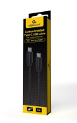 Gembird Cable USB C male - male USB C cotton braided 1.8m black