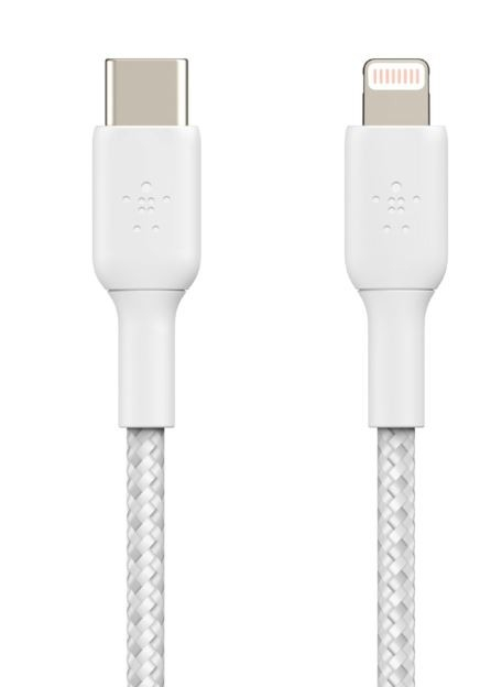 Belkin Cable Braided usb-c lgihtnint 1m white