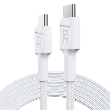 Green Cell PowerStream USB-C to USB-C cable 2m, PD 60W, QC 3.0, white