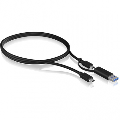USB-C (ST-ST) + USB-C > USB-A Adapter 1m ICY BOX Black