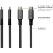 GoodConnections USB-C 4.0 (ST-ST) 1,8m Anschlusskabel Textilmantel 100W 8K 30Hz Anthrazit