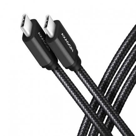 AXAGON AXAGON BUCM3-CM10AB cable USB-C USB-C 3.2 Gen 1, 1m, PD 60W, 3A, ALU, braid, Black