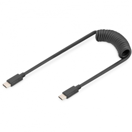DIGITUS Ladekabel USB-C->USB-C Spiralkabel 1m schwarz