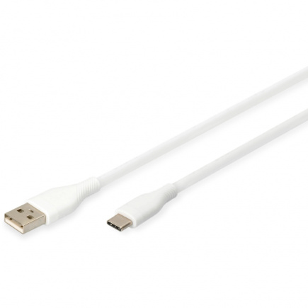 DIGITUS USB 2.0 Kabel Typ C -A Silikon St/St 1m weiß