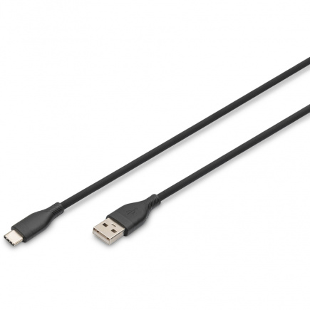 DIGITUS USB 2.0 kabel Typ C -A Silikon St/St 2m schwarz