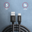 AXAGON Data and charging USB-C <-> USB 3.2 Gen 1 cable, lengh 1.5 m. 3A. Black braided. 5Gb/s, 60W