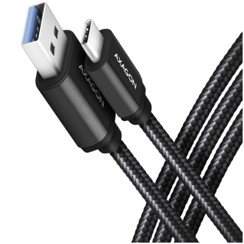 AXAGON Data and charging USB-C <-> USB 3.2 Gen 1 cable, lengh 1.5 m. 3A. Black braided. 5Gb/s, 60W