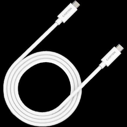 CANYON UC-44, cable, U4-CC-5A1M-E, USB4 TYPE-C to TYPE-C cable assembly 40G 1m 5A 240W(ERP) with E-MARK, CE, ROHS, Valge
