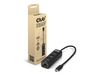 CLUB 3D USB Type-C 3.2 Gen1 to 3 Ports USB Type-A Hub with Gigabit Ethernet