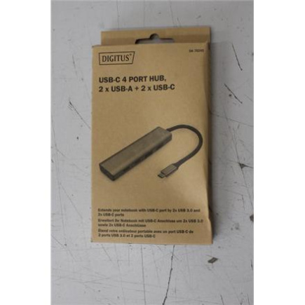 Renew. Digitus USB-C 4 Port HUB 2x USB-A + 2x USB-C Gen2 | Digitus USB-C 4 Port HUB 2x USB-A + 2x USB-C Gen2 | DA-70245 | USB-C Hub DAMAGED PACKAGING