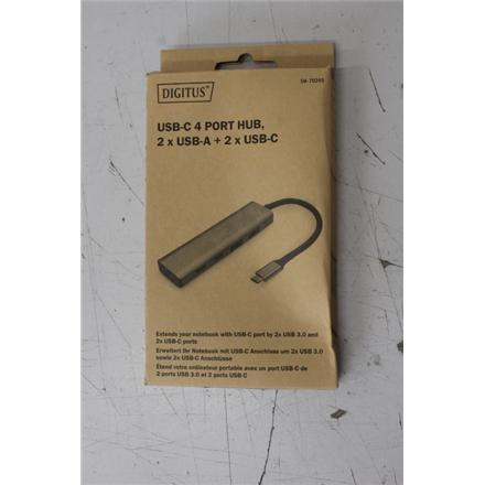 Renew. Digitus USB-C 4 Port HUB 2x USB-A + 2x USB-C Gen2 | Digitus USB-C 4 Port HUB 2x USB-A + 2x USB-C Gen2 | DA-70245 | USB-C Hub DAMAGED PACKAGING