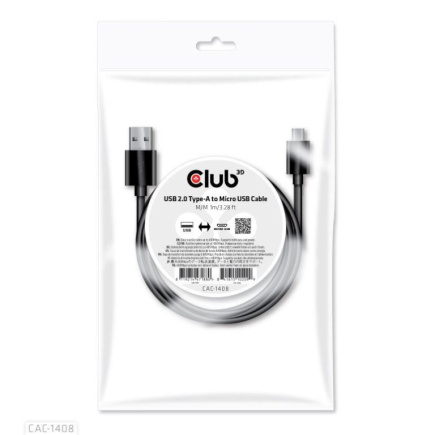 CABLE USB TO MICRO USB 1M/M/M CAC-1408 CLUB3D CABLE USB TO MICRO USB 1M/M/M CAC-1408 CLUB3D