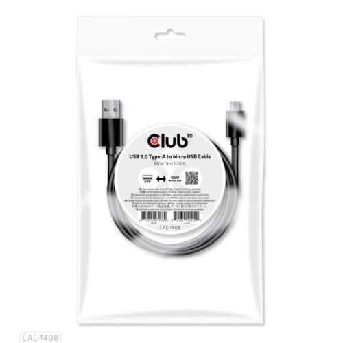 CABLE USB TO MICRO USB 1M/M/M CAC-1408 CLUB3D