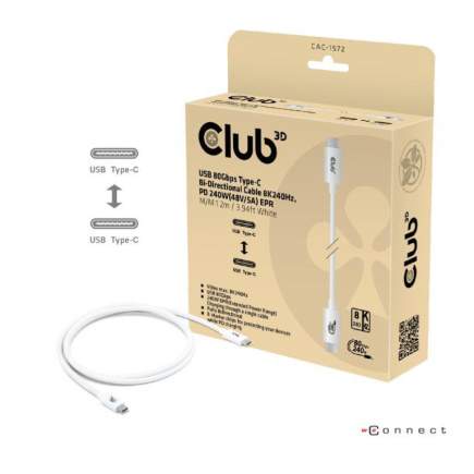 CABLE USB-C TO USB-C 1.2M/Valge CAC-1572 CLUB3D