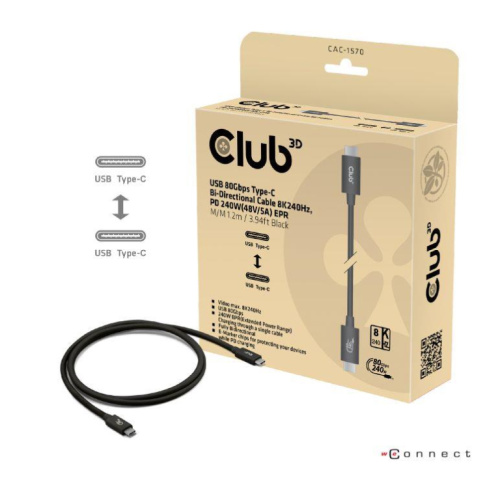 CABLE USB-C TO USB-C 1.2M/Черный CAC-1570 CLUB3D